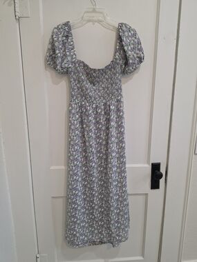 Lush Lavender Floral Smocked Midi Dress